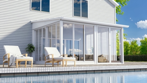 Glijdende dubbele deur Veranda Aluminium glas Wintertuin Zonnekamer Voor kantoorgebouw