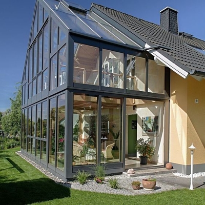 Waterdichte aluminium raam glazen huisjes met schuifdoppeldeur en groenhuis ontwerp