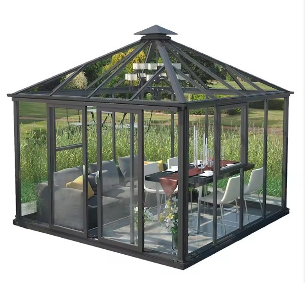 Waterdicht buitensolarium Octagon kas met geïsoleerd glas en maat