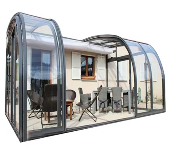 Waterdichte aluminium raam glazen huisjes met schuifdoppeldeur en groenhuis ontwerp